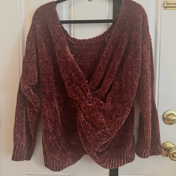Design Lab Maroon Chenille Sweater – Soft Drapey Knit - Picture 2 of 4